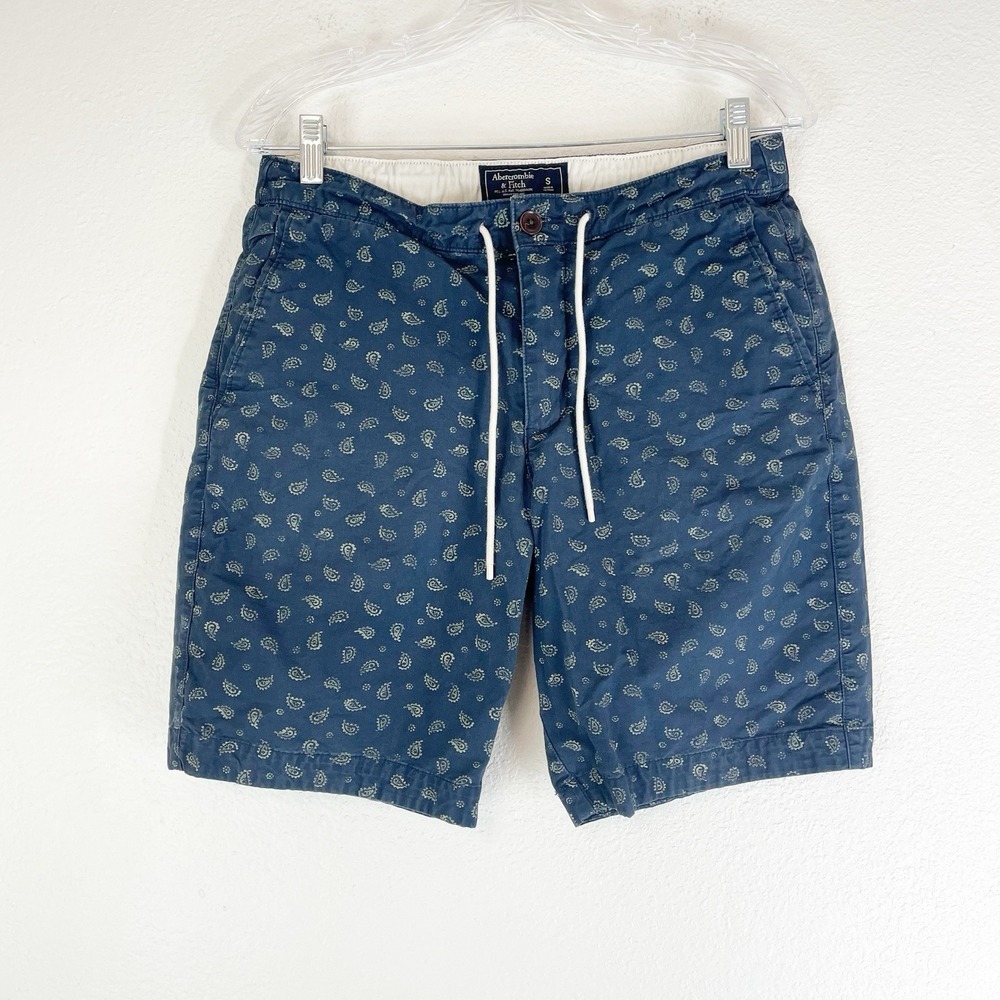 Abercrombie & Fitch Mens Small Paisley Print Chino Shorts Drawstring Cotton Prep